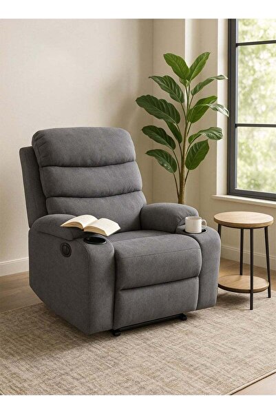 M SMART Fixed Soft Fabric Recliner Chair, Lazy Boy Chair with Dual Cup Holder...