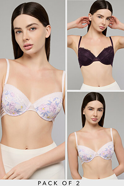 R&B Women's Purple 2 Pack Printed Plunge Bars