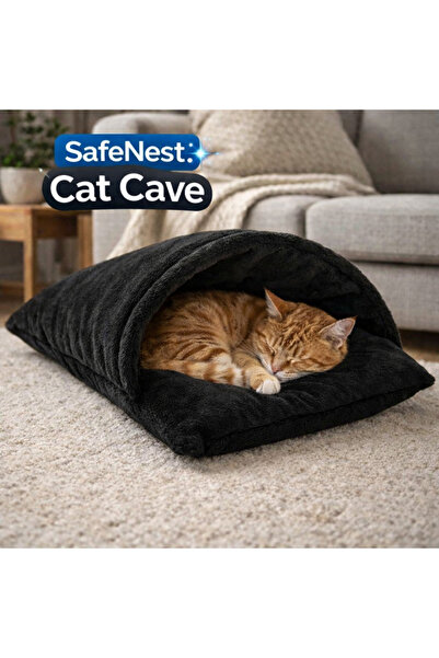 Family Bed SafeNest Cat Cave Welsoft Kedi Yatağı – Kapalı Kedi Yuvası, Yumuşa...