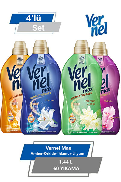 Vernel Max 1.44l 60 Yıkama 4'lü Set (Orkide, Lilyum, Amber, Ihlamur Çiçeği)