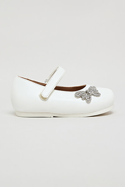 R&B Girl's Cream Appliqued Mary Jane Shoes