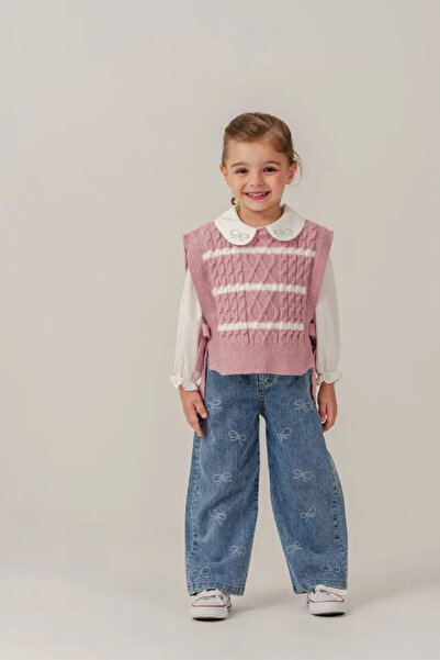 Eray Kids طقم بنطلون جينز بفيونكة للفتيات مع سترة، طقم من 3 قطع للعطلات