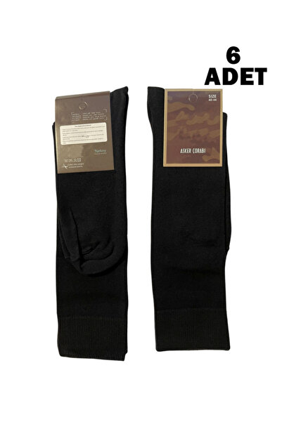 LİNOTTİ Cotton Long Police Soldier Socks Khaki Black Knee-High 6-Pack