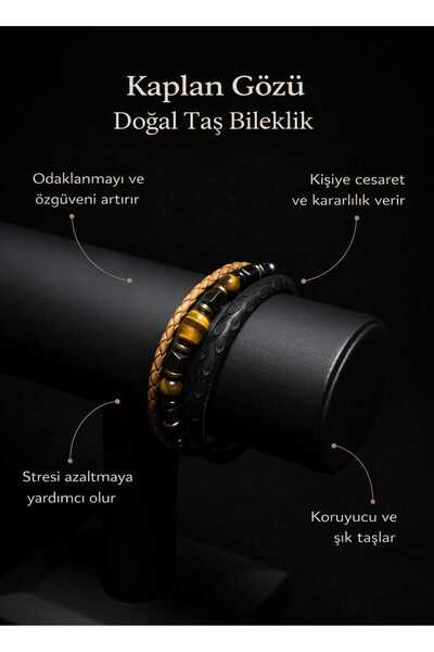 Beksy Accessory Sevgililer Günü Hediyesi Kaplan Gözü Doğal Taş Erkek Bileklik...