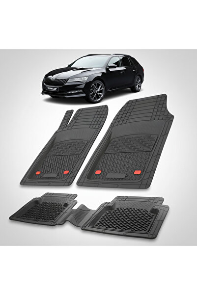 TEAMCAR Skoda Superb III Combi Rubber Floor Mats Compatible 2015–2023 | Black