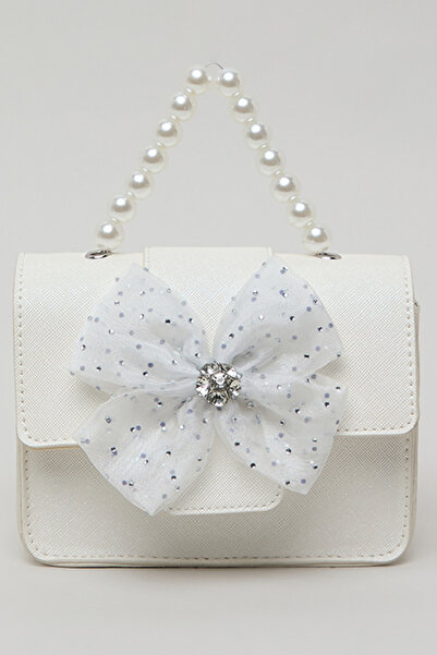 R&B Girl's Cream Bow Detail Top Handle Bag