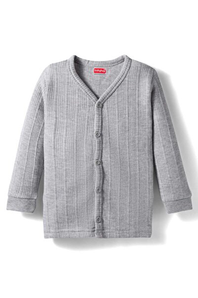 Babyhug Knit Full Sleeves Solid Thermal Vest - Light Grey