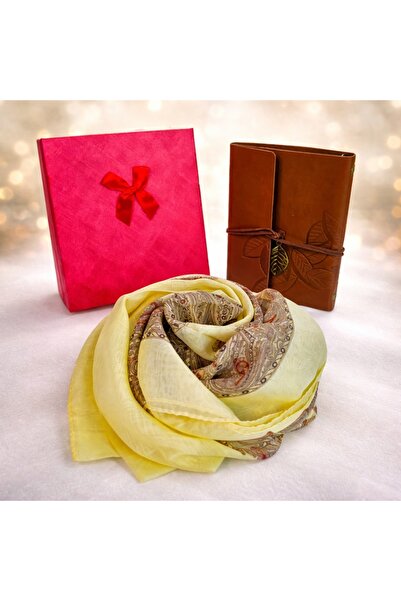 velve Vintage brown diary gift set with elegant scarf