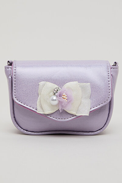 R&B Girl's Purple Appliqued Flap Sling Bag