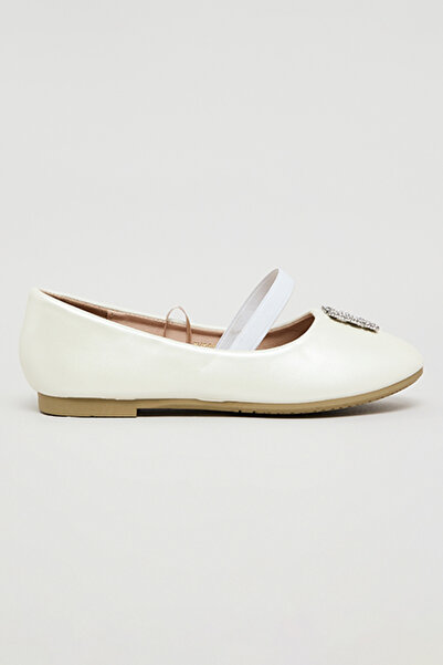 R&B Girl's Cream Embellished Ballerinas