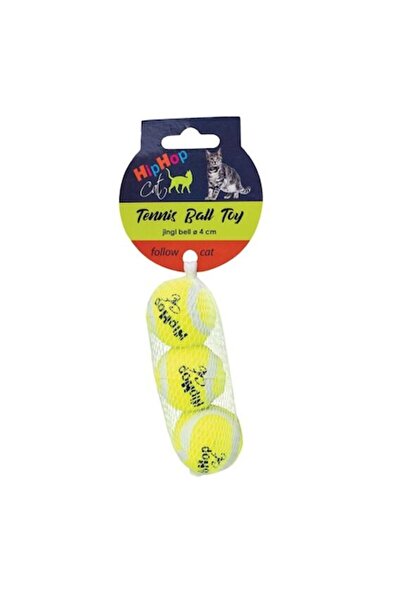 KIDDOG Jucărie HipHop pentru pisici, minge de tenis, 3 buc, 4 cm, galben