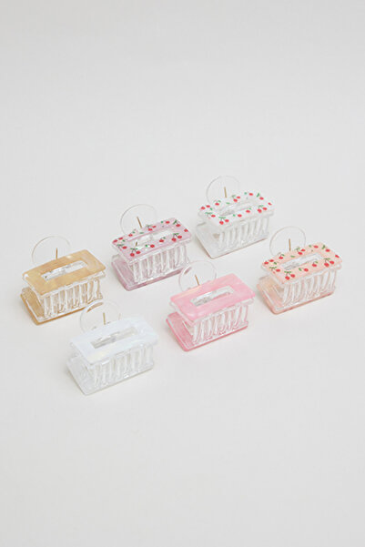 R&B Women's Pink 6 Pack Printed Claw Clips