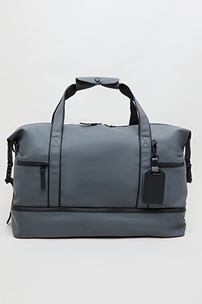 R&B Men's Gray Solid Gym Duffle Bag
