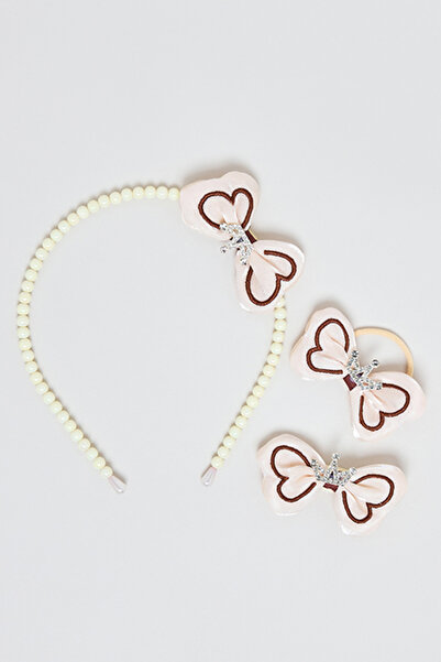 R&B Girl's Beige Hairband & Hairclip Set