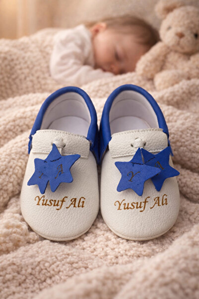 marasmakosen İsimli Bebek Makoseni – El Yapımı Yıldızlı Beyaz Mavi