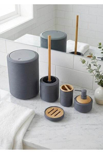 HomeTarz Set de baie din acril cu detalii din bambus - 5 piese