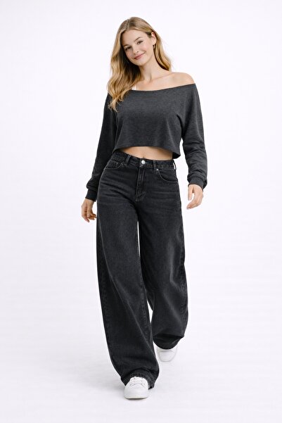 komera Women's Black Baggy Loose-Fitting Jeans