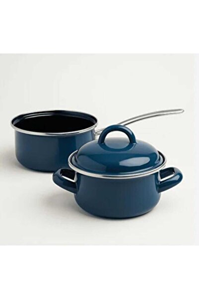 Home Enamel Mini Pot & Pan Set with Handle – 15 cm Diameter – Enamel Pot + Pa...