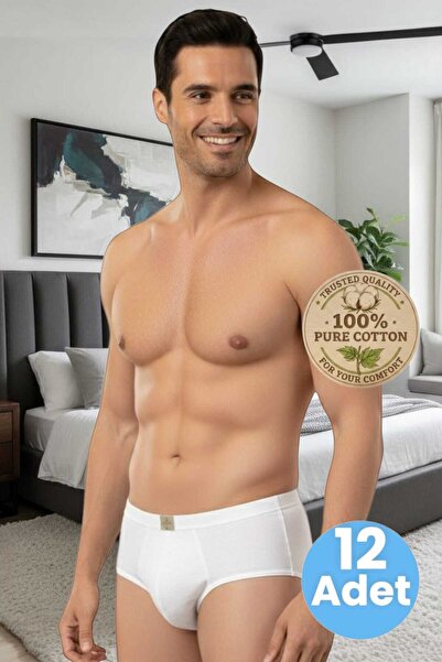 Tezzgelsin Men's 100% Cotton 12-Piece Combed Cotton Slip Underwear