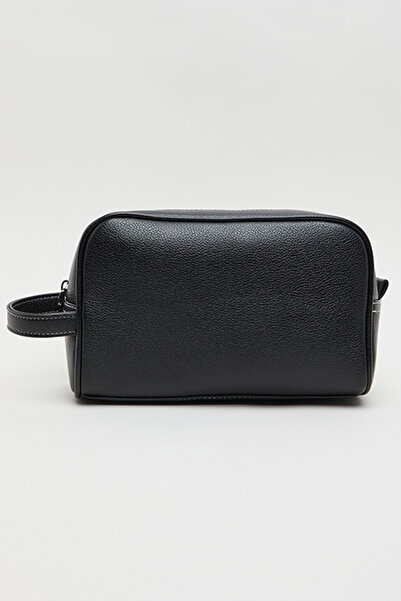 R&B Men's Black Textured Travel Pouch