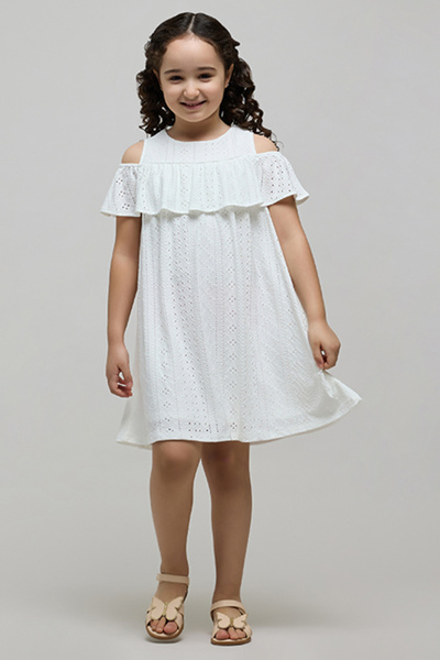 R&B Girl's Cream Schiffli Clothing Set