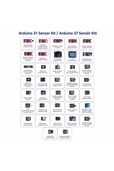 China Arduino Uyumlu Sensör Modül Seti Sensor Kit 37 Parça Karton Kutulu