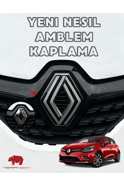 TEARNOW Clio 4 (2012-2018) Yeni Nesil Amblem Kaplama Sticker - Piano Black, S...