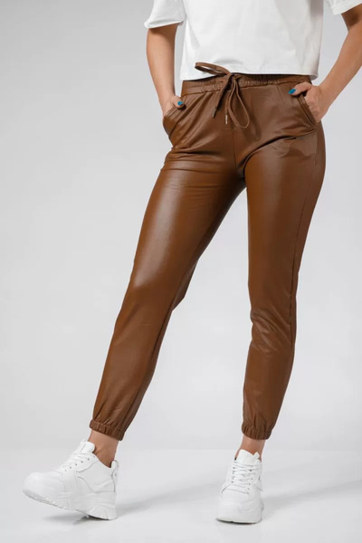 Zaira Joe Brown Padded Eco Leather Pants #A530 - XL