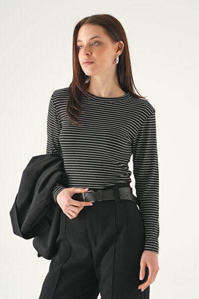 Rays 8375A Crew Neck Striped Badi Black
