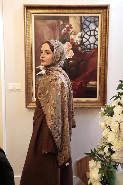Şalland Vera Patterned Cotton Viscose Shawl Brown