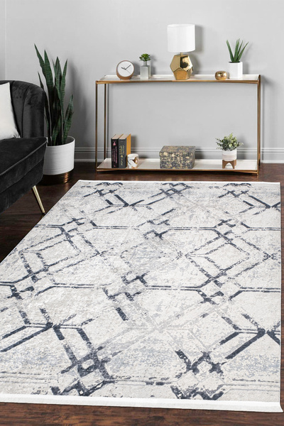 Mariesse Home Modern Desenli Dekoratif Saçaklı Oturma Odası Ve Salon Halısı