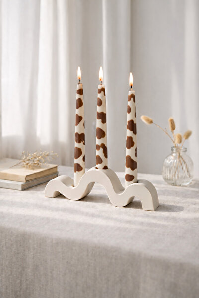 PELIUS Minimalist Dalga Tasarımlı Mumluk 3’lü – Dekoratif Mum Standı