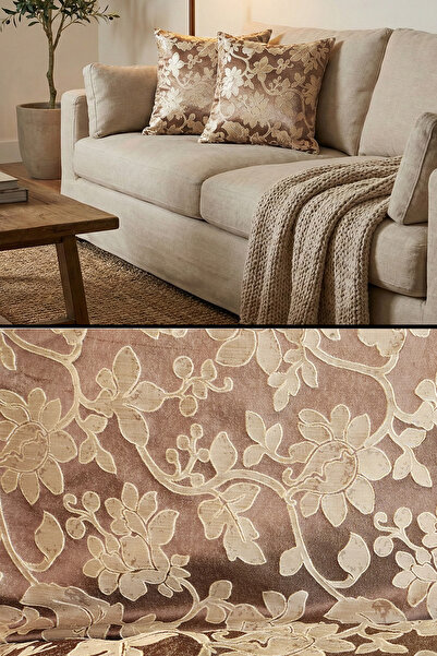 B'DEKOR DÖŞEMELİK KUMAŞ Fon Perde Kırlent Kılıfı Kumaşı Klasik Varaklı Koltuk...