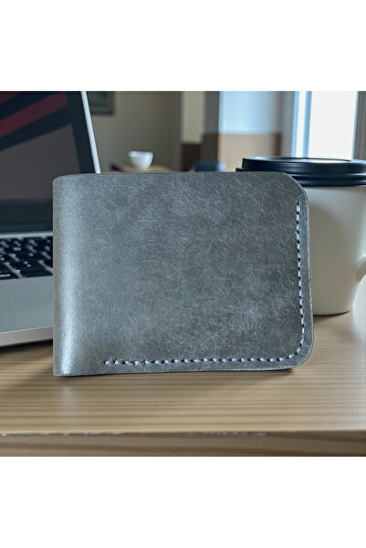Hayal Atölyem Art El Yapımı Hakiki İtalyan Deri Erkek Cüzdanı Füme Gri 6 Kart...