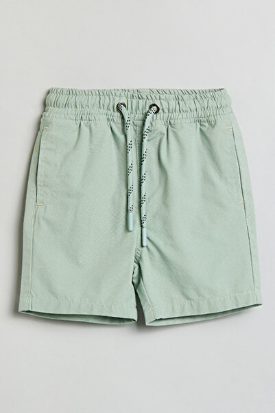 R&B Boy's Green Solid Shorts with Drawstring Waist