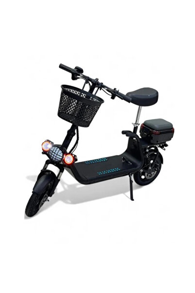 Leno 800W Electric Scooter With Seat And Front Basket - Black