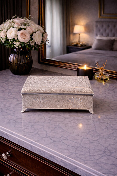 RASHA COLLECTION Gümüş Kaplama Dikdörtgen Kutu