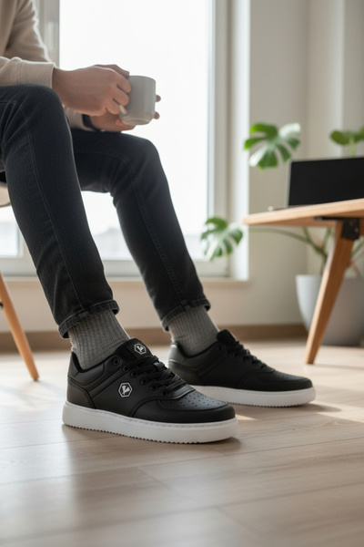 enoch حذاء رياضي كاجوال للرجال من إينوخ مصنوع من الجلد الصناعي باللون الأبيض ...