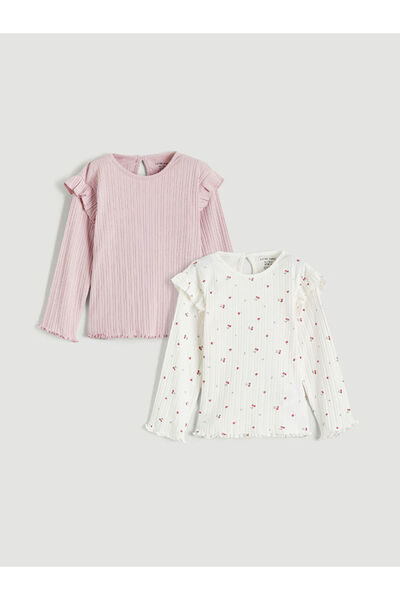 LC Waikiki Ecru Ruffle Detailed Baby Girl Blouse, Pack of 2