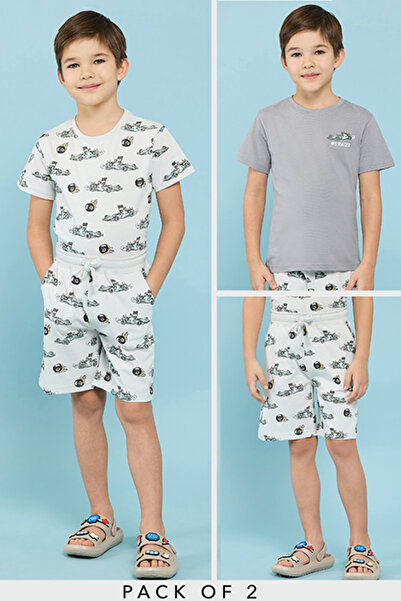 R&B Boy's Multicolor 2 Pack Printed T-Shirt & 1 Shorts Set