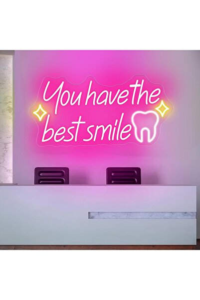 Slasa You Have the Best Smile Multicolor LED Neon Sign Wall Decor 21x42 cm