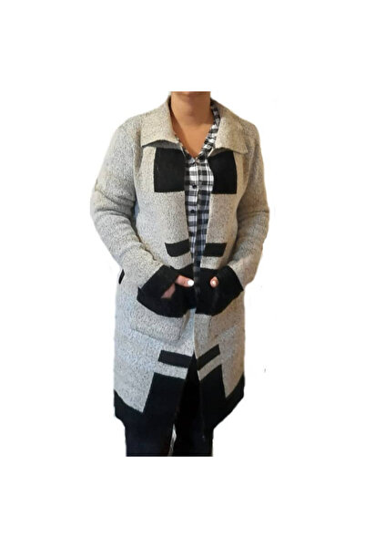 FASHION Cardigan Geometric Pattern C186A gray color size 38-40