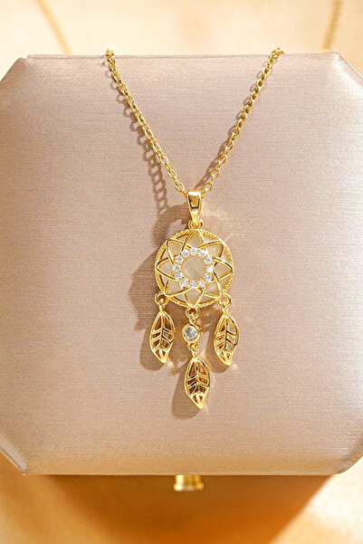 Women's Steel Necklace with Dreamcatcher Zircon Gemstone