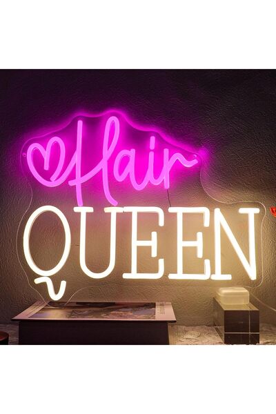 Slasa Hair Queen LED Neon Sign Wall Decor 34.8 x 27.9 cm