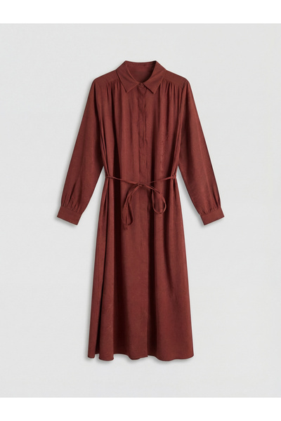 LC Waikiki Rochie cămașă cu cu model bretele Des maro de la GÜLİS GİYİM