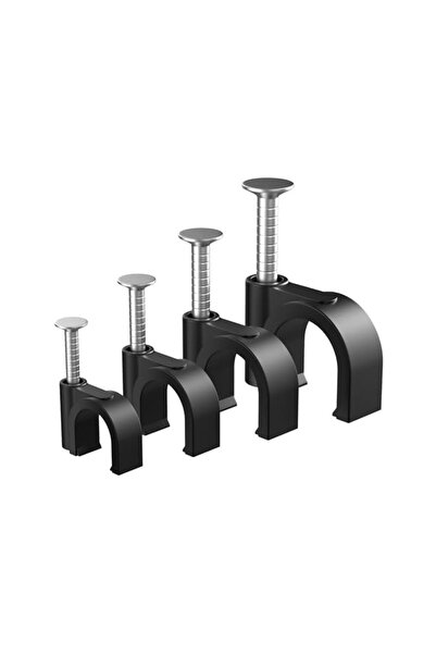 The Bros 400pcs Black Cable Clips With Steel Nails - 4/6/8/10mm Wire Clamps f...