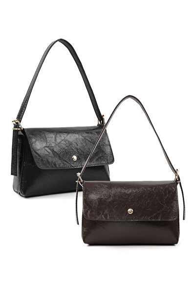 SHAKA Wrinkled Textured Black/Wrinkled Textured Brown Shk302 Set Faux Leather...