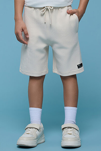 R&B Boy's Beige Solid Shorts with Drawstring Waist