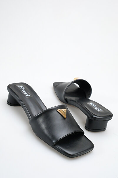 MALENTA Women's Heeled Slippers White Skin Tone Blunt Toe Round Heels with Go...