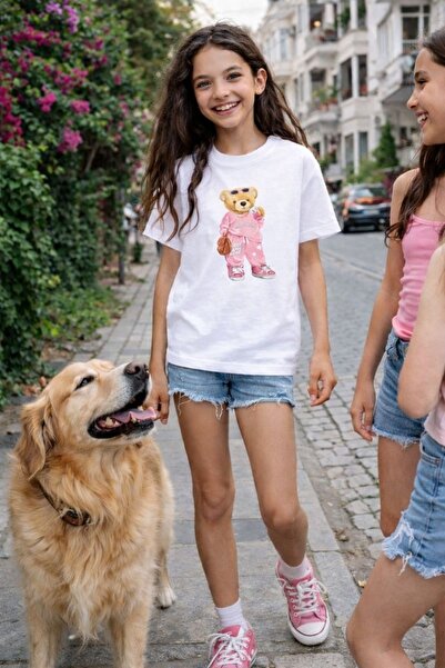 Cloise Teddy Bear Love Printed Girls' T-Shirt 100% Cotton